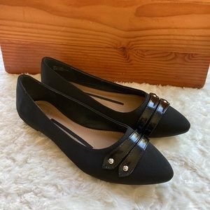 New Directions Women’s dress shoes, Size 7.5, black, shiny silver accents, EUC